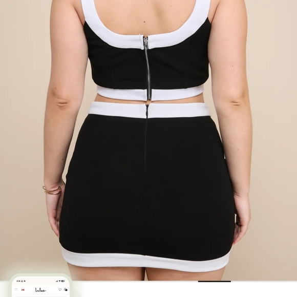 Black and White Crop Top and Skirt Set - Picture 5 of 11